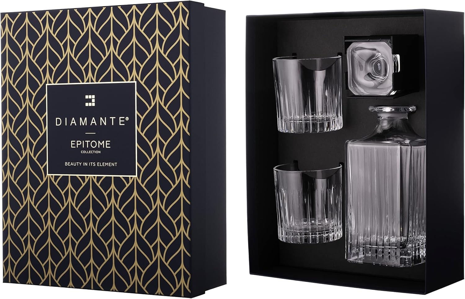 Luxury 3-Piece Whisky Decanter & Crystal Tumblers Set in Satin Gift Box 750ml