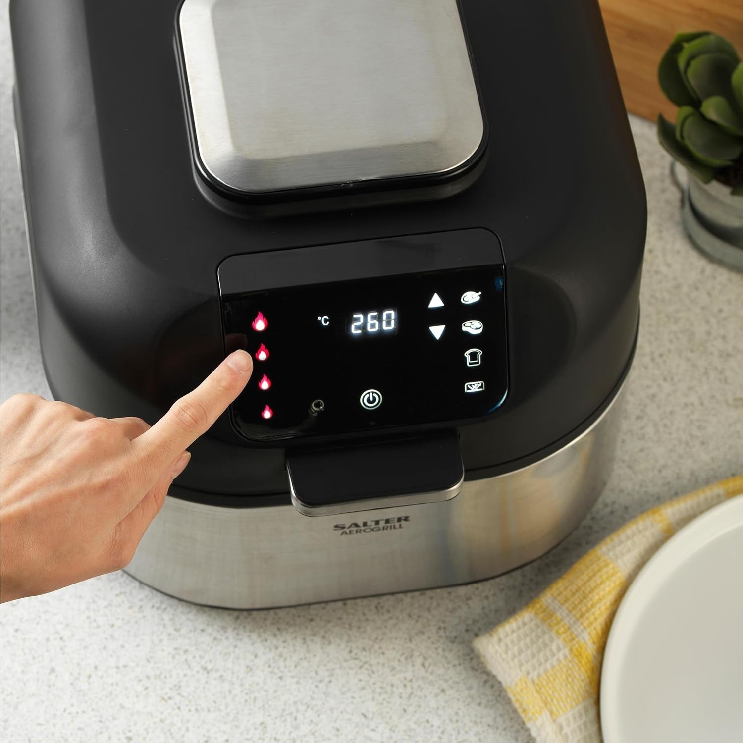 AeroGrill Multicooker 5.2L 5-in-1 Grill & Air Fryer, Temp Probe, LED Touch 1750w