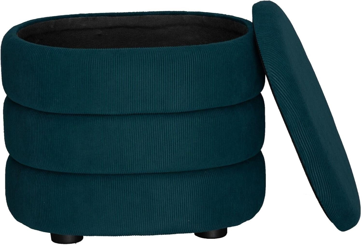 Teal Blue Velvet Oval Storage Ottoman Stool Modern Pouffe Vanity Seat