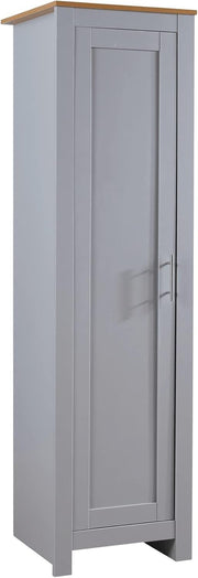 Slim Grey Oak Effect 1 Door Wardrobe Storage Cupboard for Bedroom