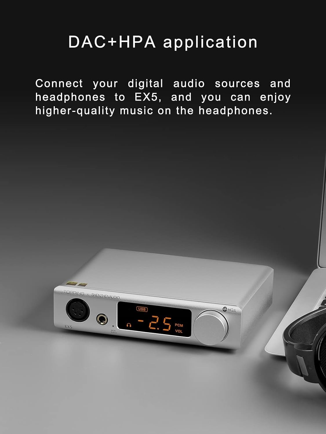 EX5 MQA Dual DAC HiFi Headphone Amp USB Bluetooth DSD PCM Silver