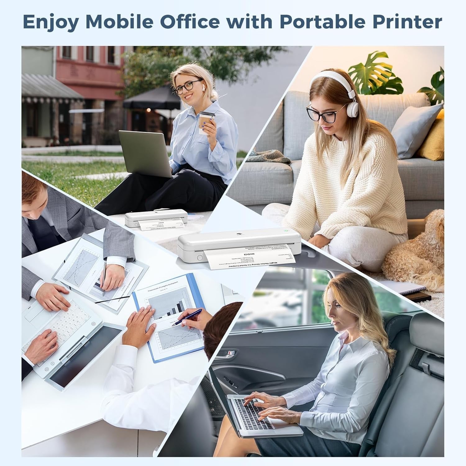 Portable A4 Thermal Printer Bluetooth Inkless Mobile Phone Laptop