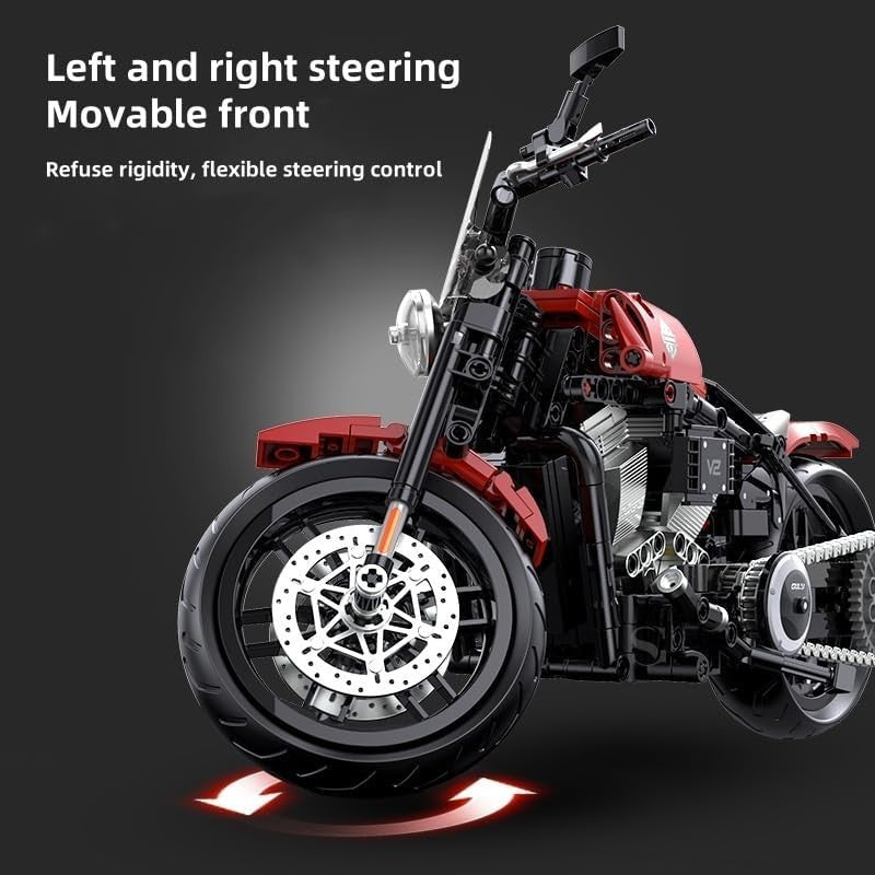1:8 Scale Motorcycle Building Blocks Toy Kit - 542 PCS, Realistic Model, Educati