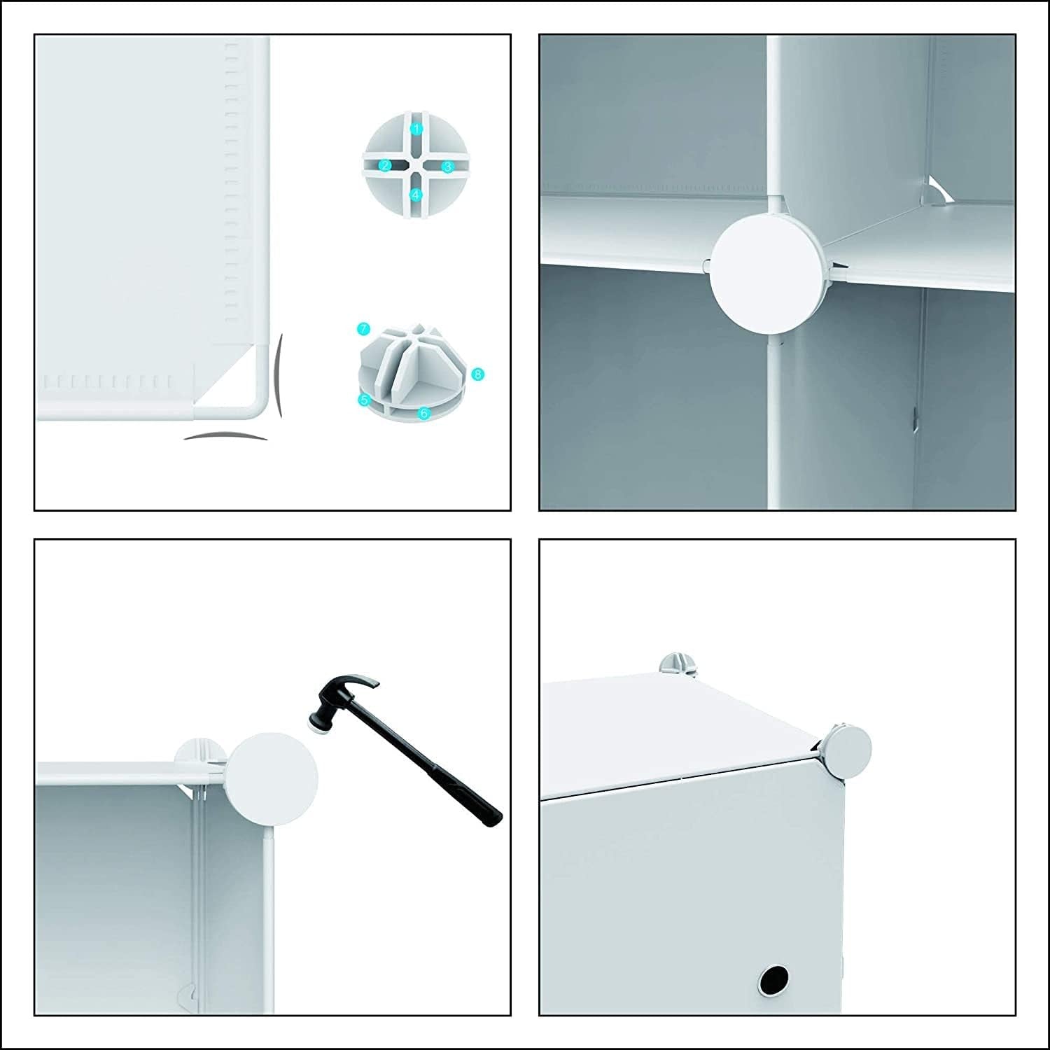 20 Cube Portable Wardrobe Closet White Modular Storage Cabinet with Rails