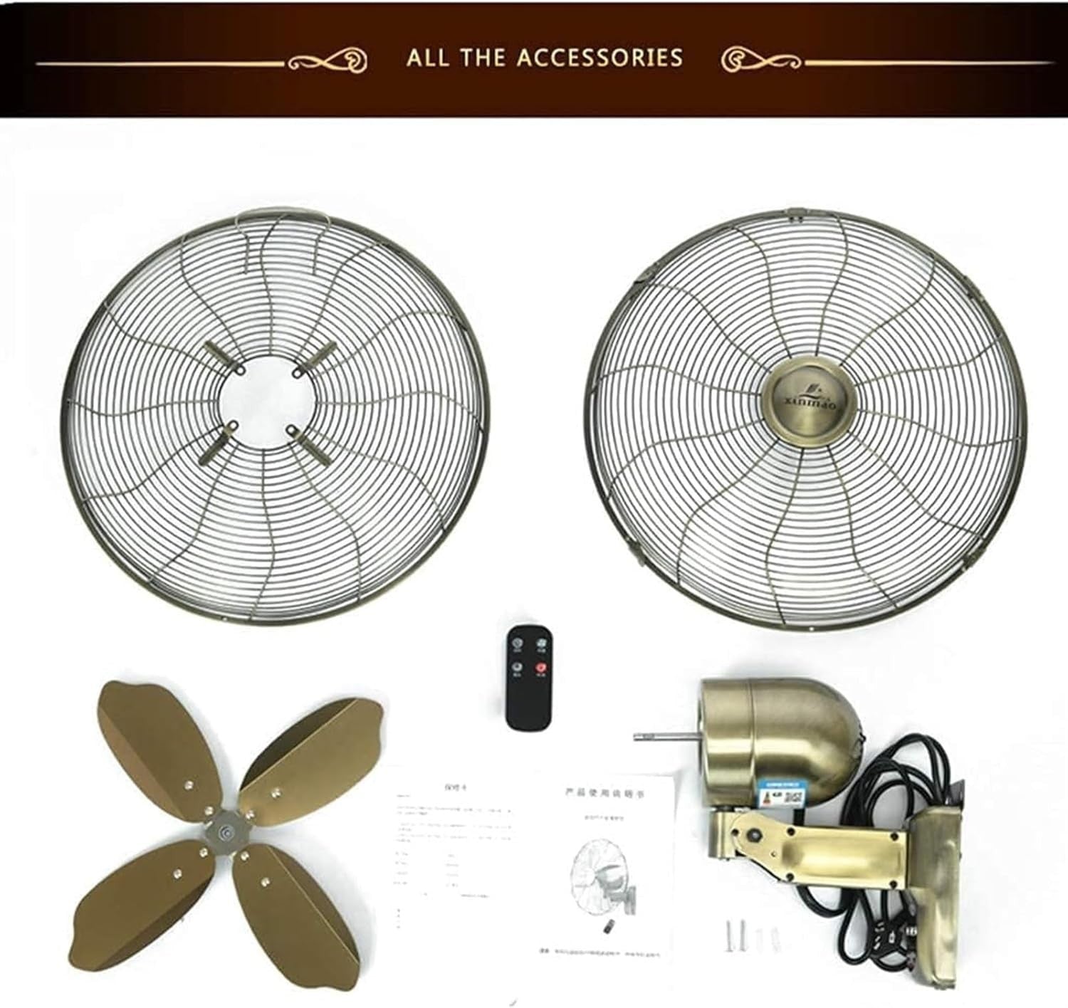 16" Wall Mounted Fan Remote Control Copper Motor 3-Speed Quiet Cooling Timer