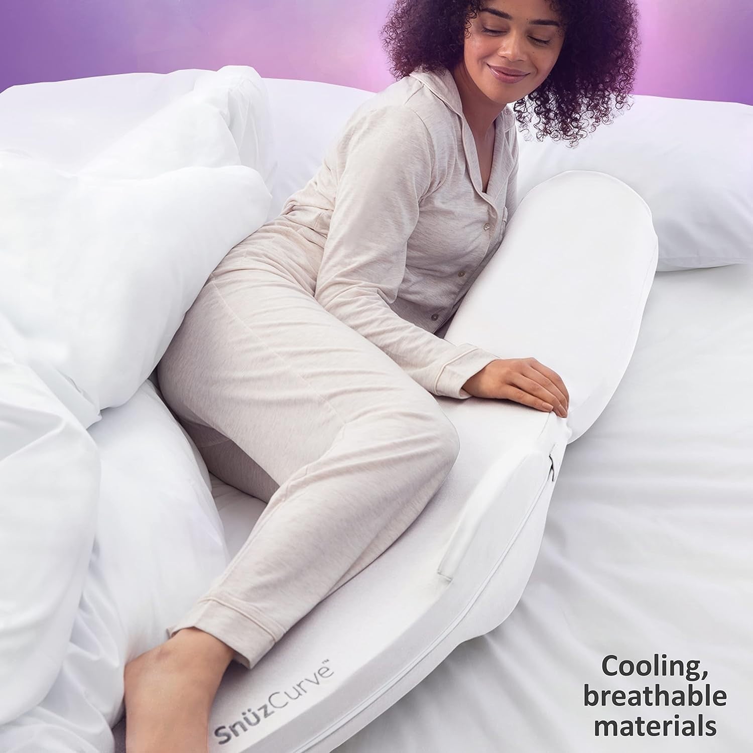 Pregnancy Pillow Curved Body Support Full Length Side Sleeper Washable