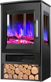 Electric Fireplace Heater 3D Glass Stove 8 Flame Remote Smart App