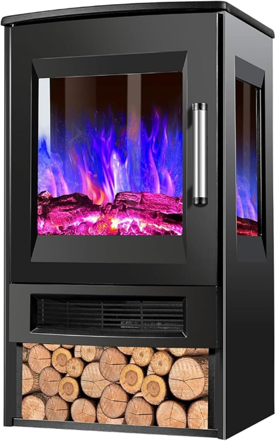 Electric Fireplace Heater 3D Glass Stove 8 Flame Remote Smart App