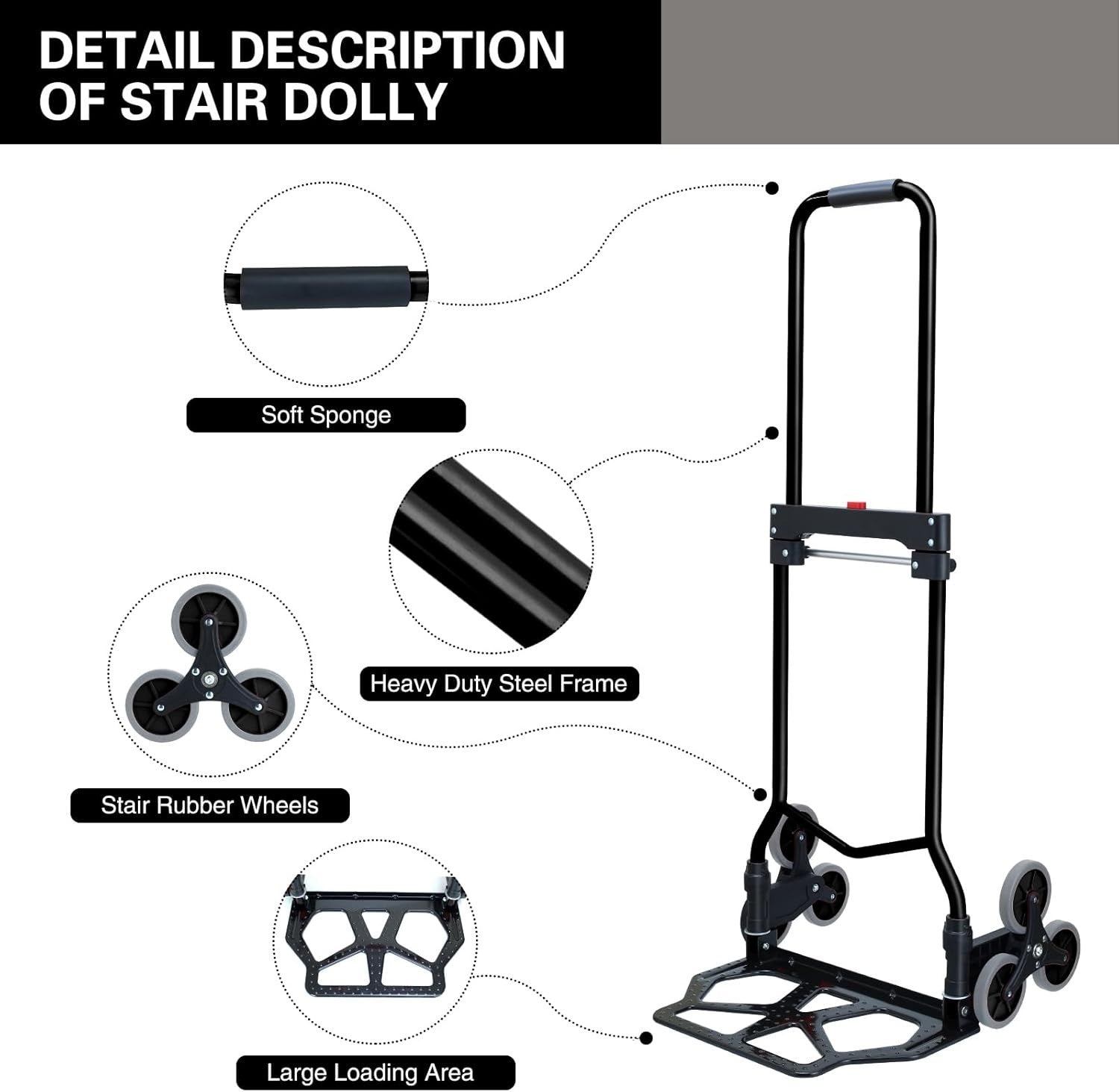 330lb Stair Climbing Hand Truck Folding Dolly 6 Wheel Telescopic Cart