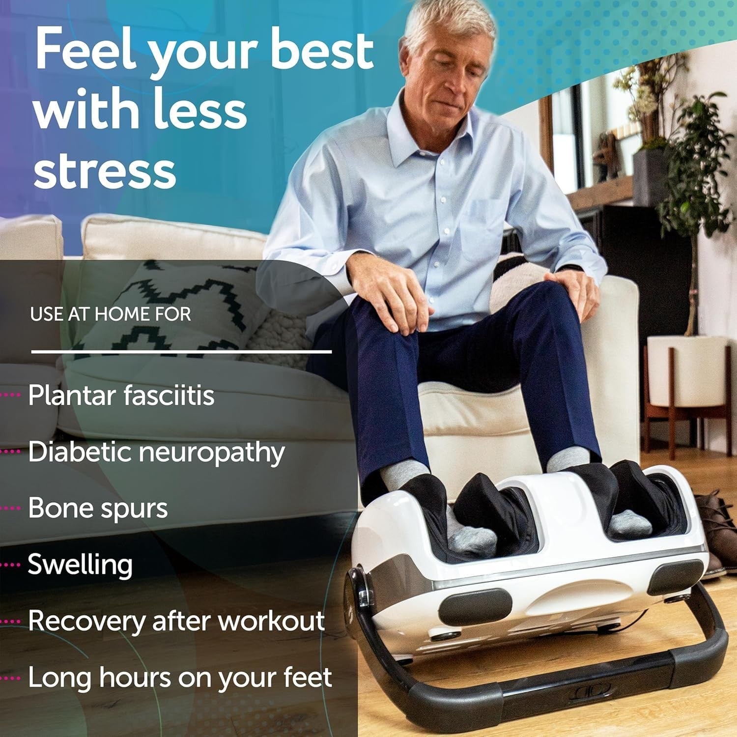 Foot Massager Machine Heat Deep Tissue Circulation Pain Relief Neuropathy