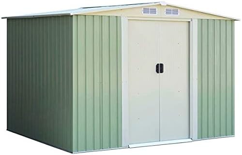 6x8FT Metal Garden Shed Outdoor Storage House with Vents, Ramp & Lockable Door