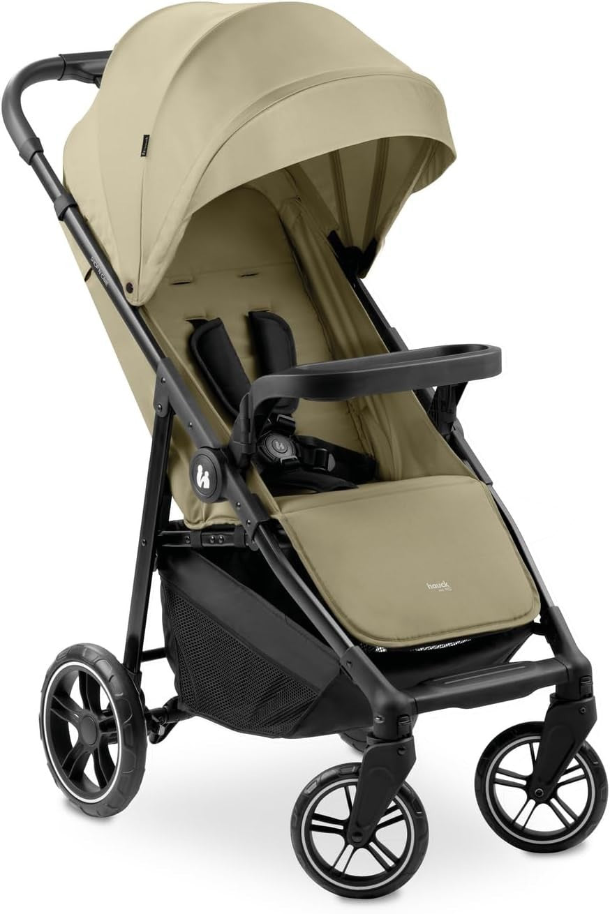 Lightweight Pushchair Foldable Pram Reclining Seat Snack Tray Cup Holder Olive