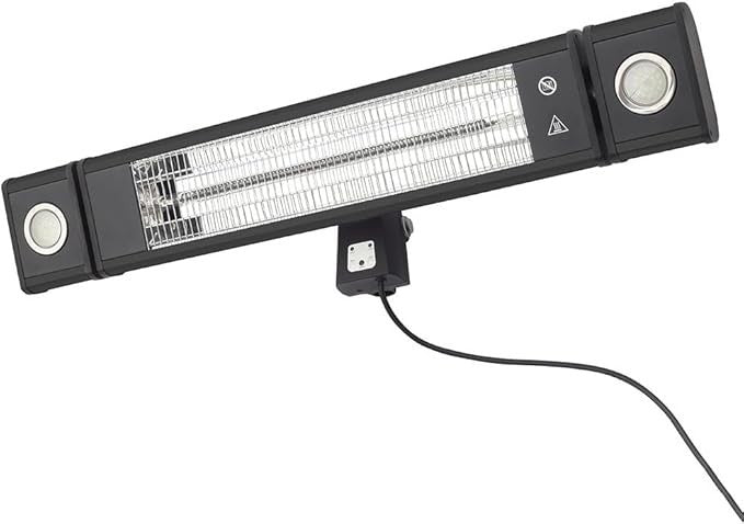 Outdoor Wall Mount Patio Heater 1800W LED Light IP44 Remote Safe Heat