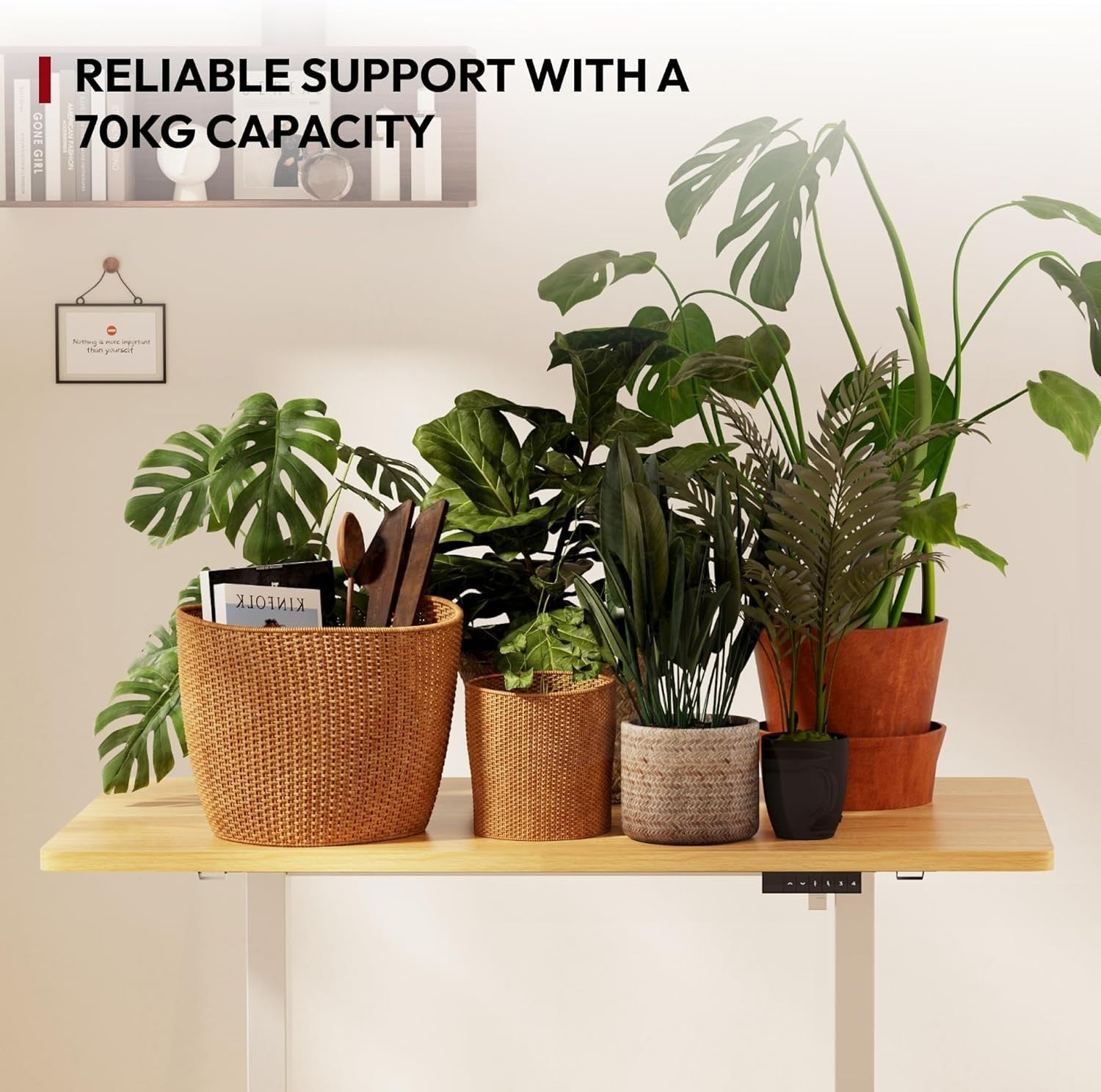 Electric Standing Desk 110x54cm Adjustable Sit Stand Table w/ Memory & Hooks