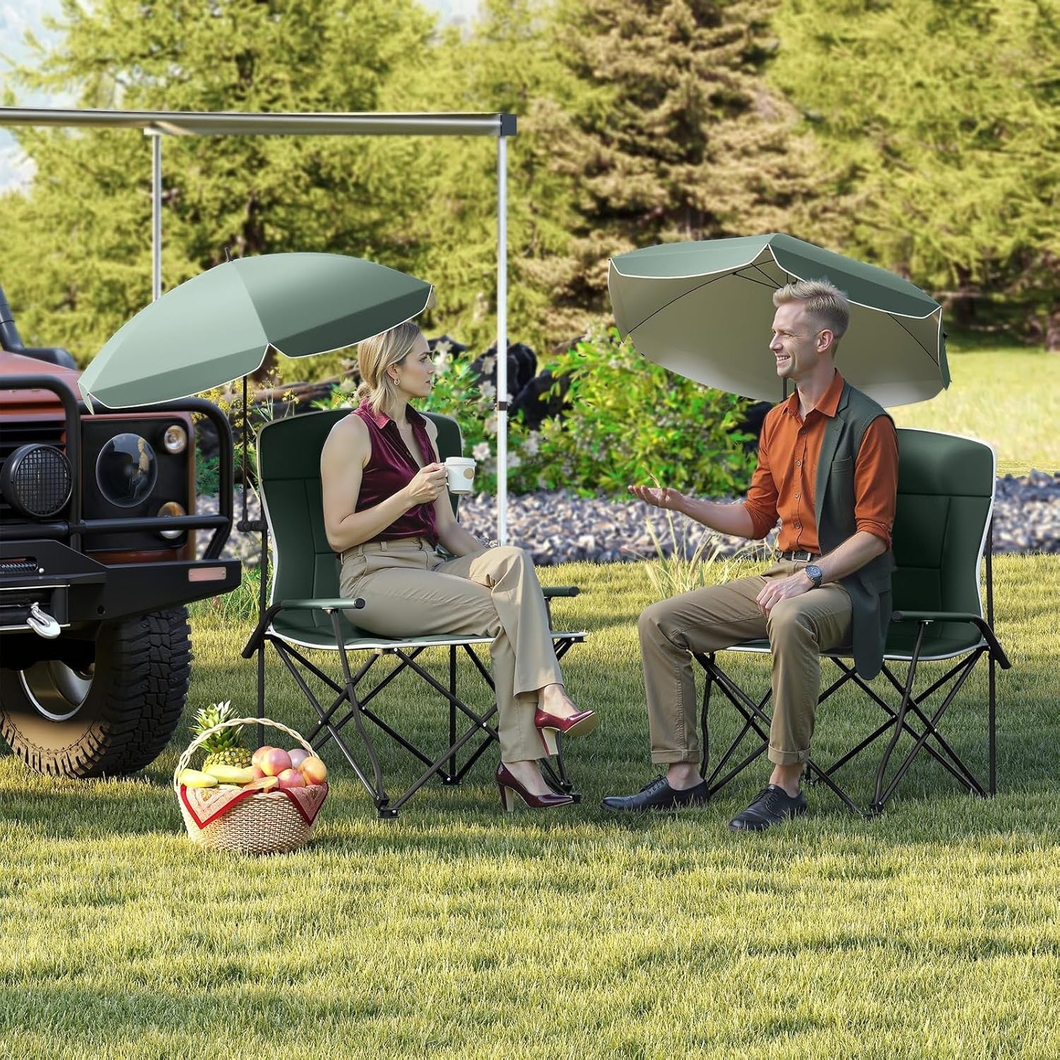 Camping Chair with Adjustable Umbrella Canopy Seat