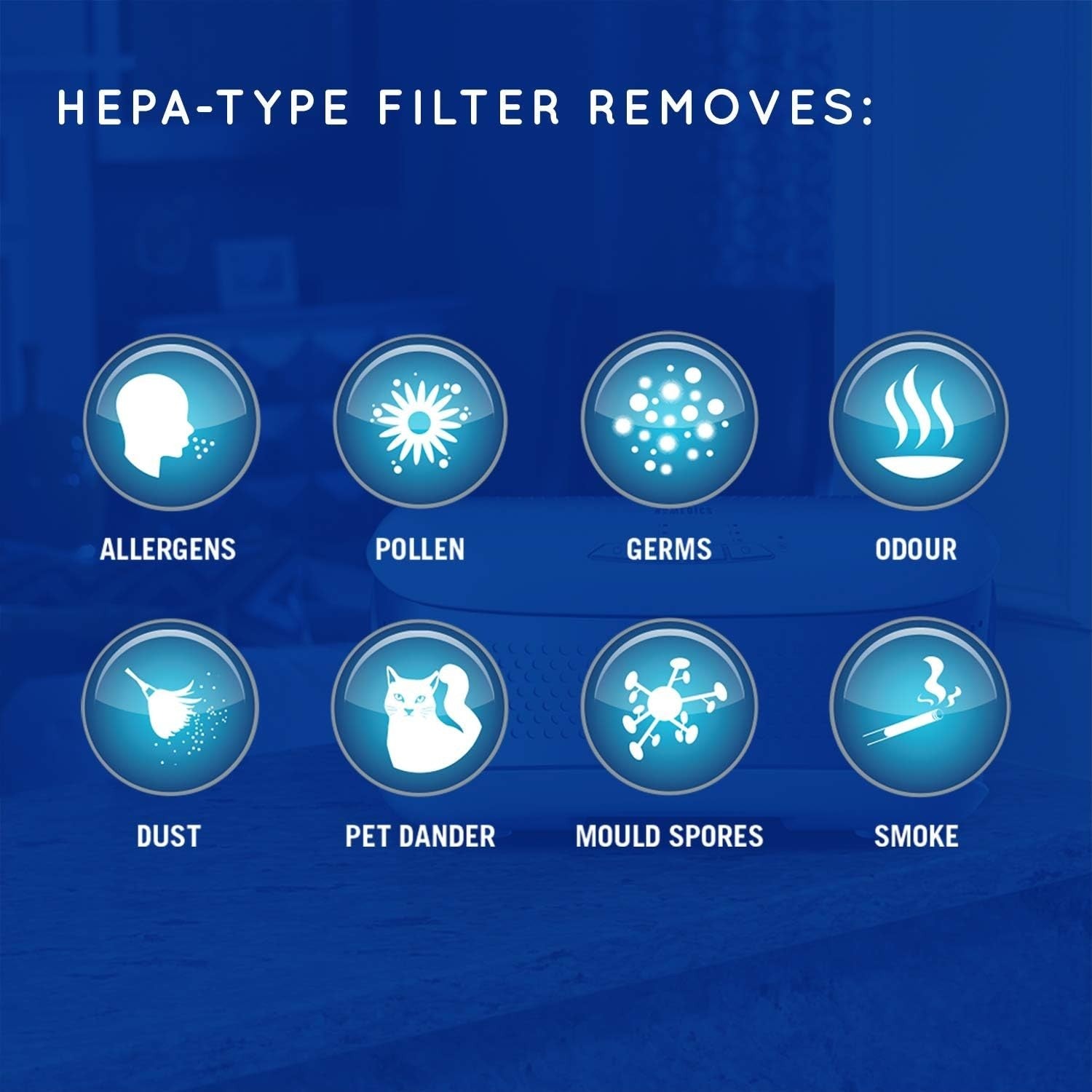 Desktop Air Purifier HEPA Carbon Filter Ionizer Allergy Smoke Pet Odours