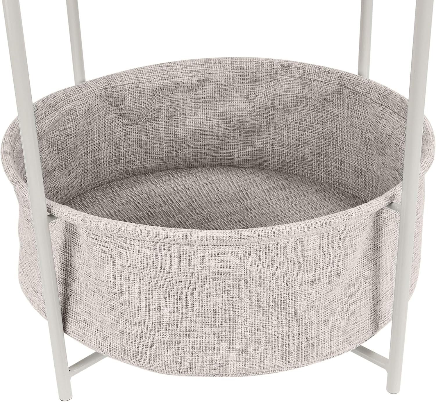 Round Storage End Table Heather with Fabric Bin 45x45x48cm Modern