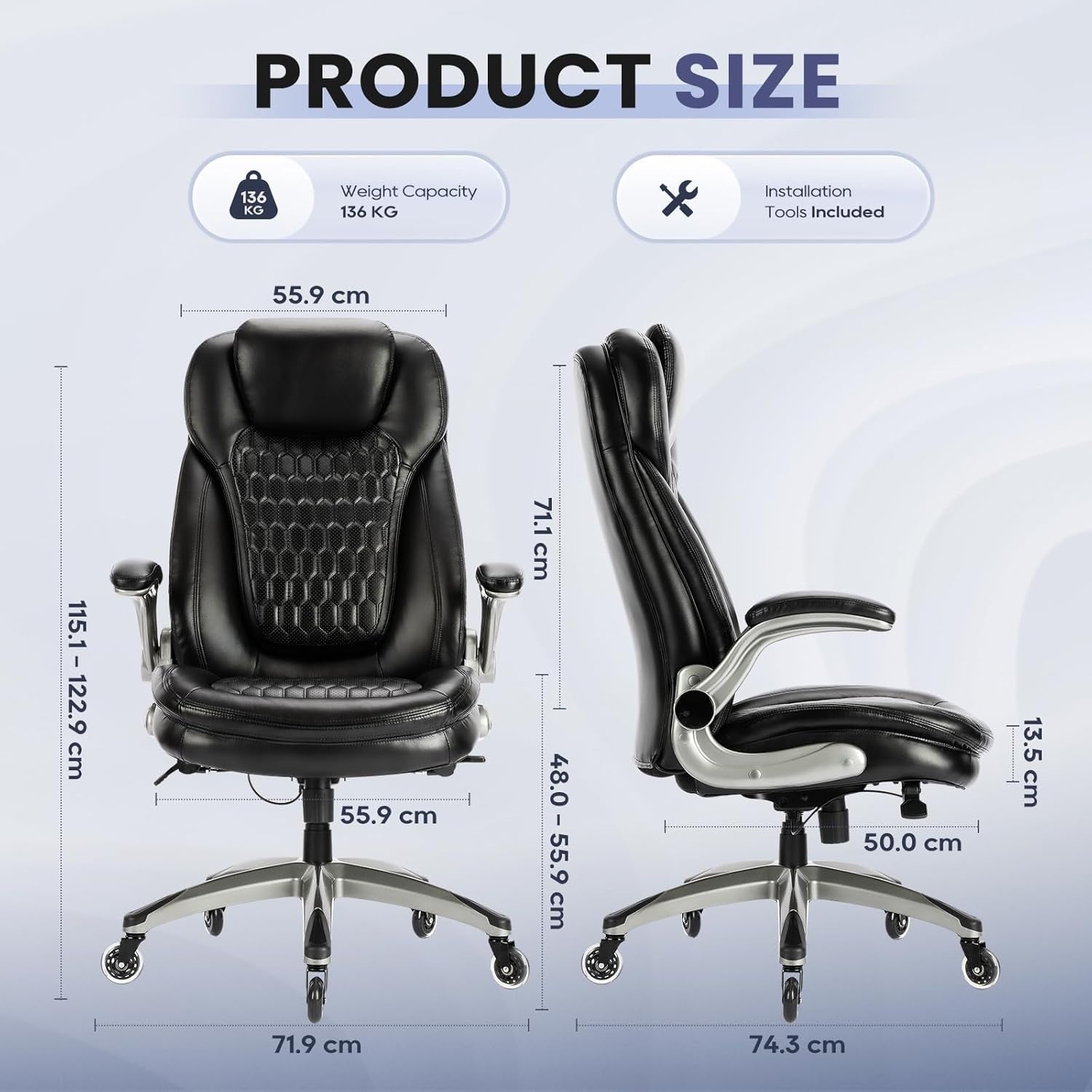 Ergonomic Office Chair Faux Leather Desk Chair High Back Padded Reclining Tilt