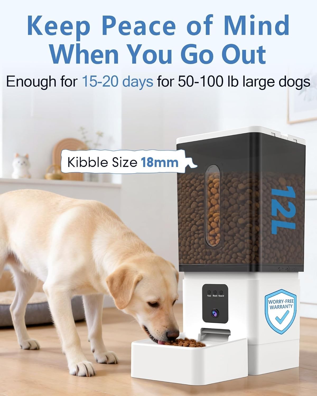 12L Smart Automatic Dog Feeder Camera WiFi App Control Large Breed