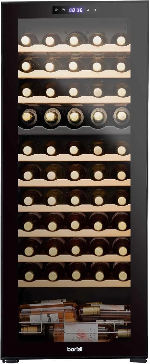 55 Bottle Dual Zone Wine Cooler Fridge Touch Screen LED Glass Door Black