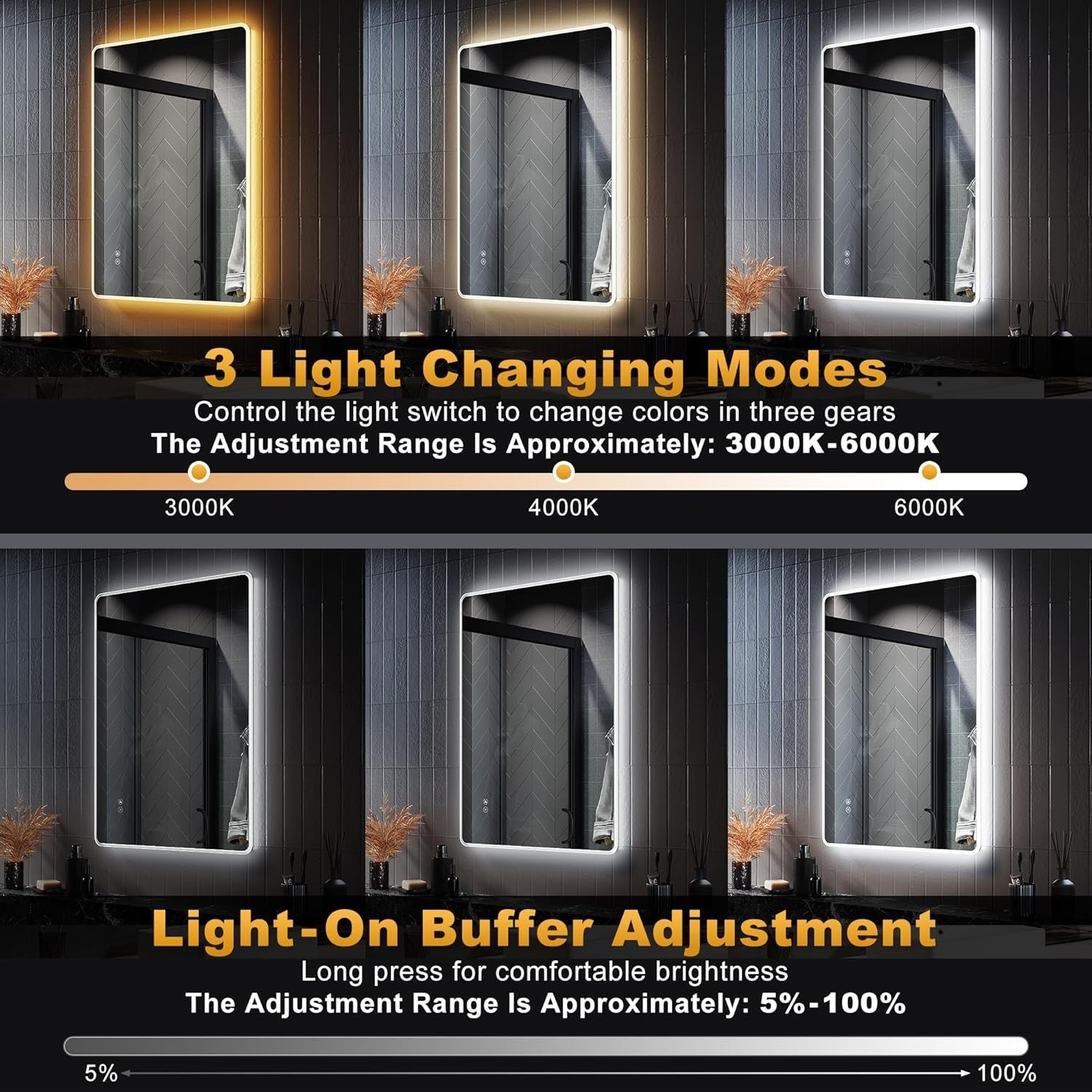 LED Bluetooth Bathroom Mirror 80x60cm Anti-Fog Shaver Socket Touch Dimmer