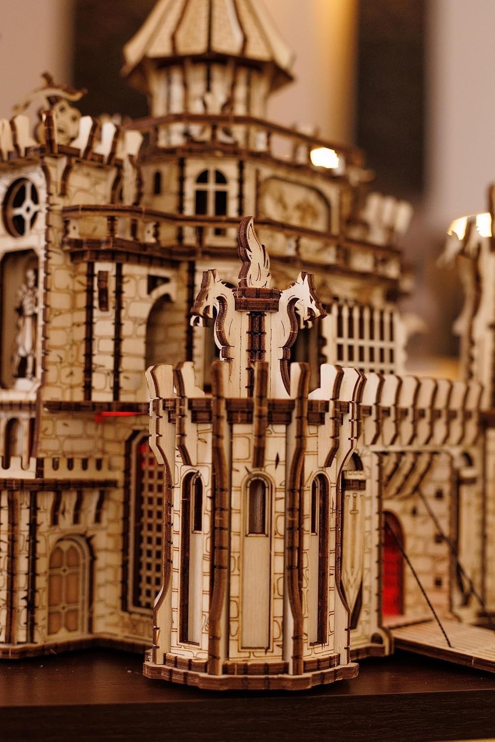 3D Wooden Puzzle Castle Kit w/ LED, Rotating Towers – 978 Pcs Gift Set