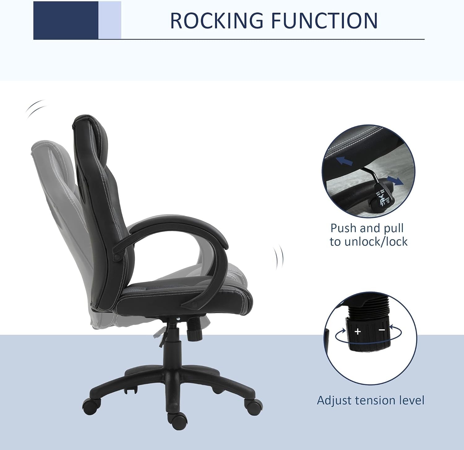 Gaming Chair Racing Style Swivel Faux Leather Desk Chair