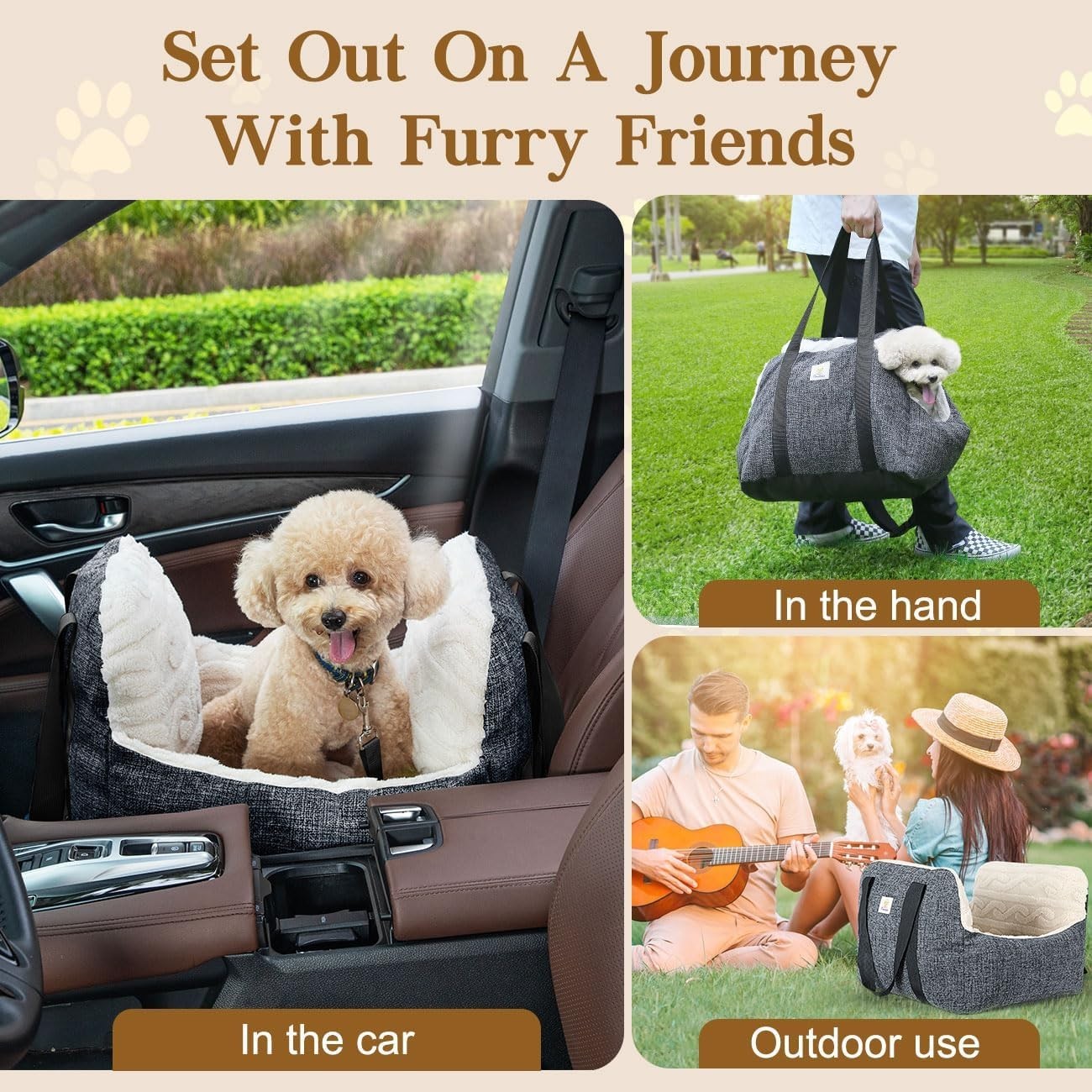 Dog Booster Car Seat Pet Travel Bed Safety Leash Washable Up to 25lbs