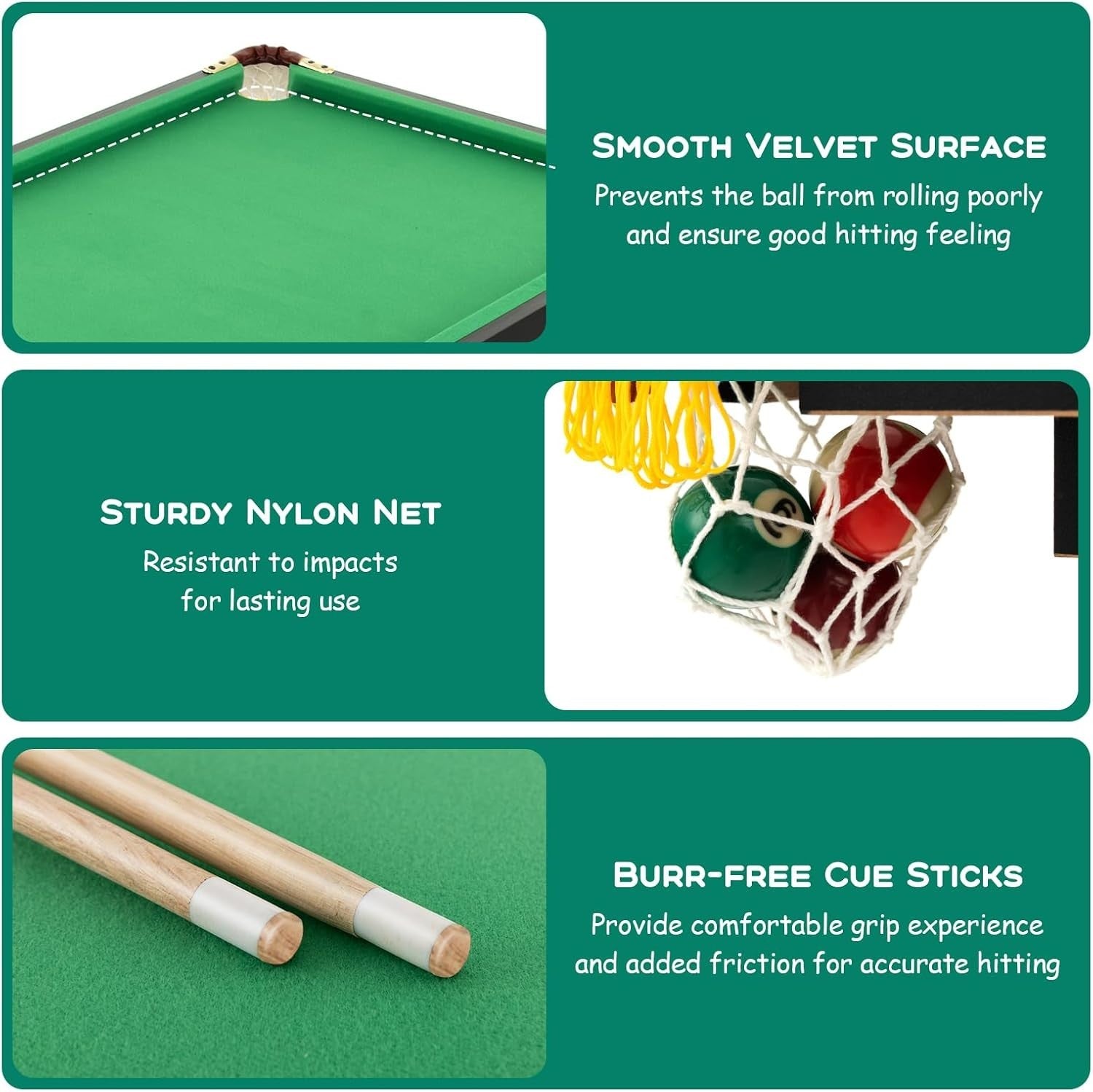 4FT Folding Pool Table Portable Billiards Set w Cues Balls Chalk