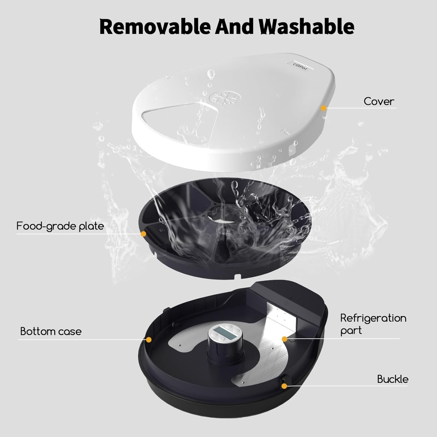 Automatic Wet Cat Feeder Cooling Timer 5 Meal Refrigerated Food Tray