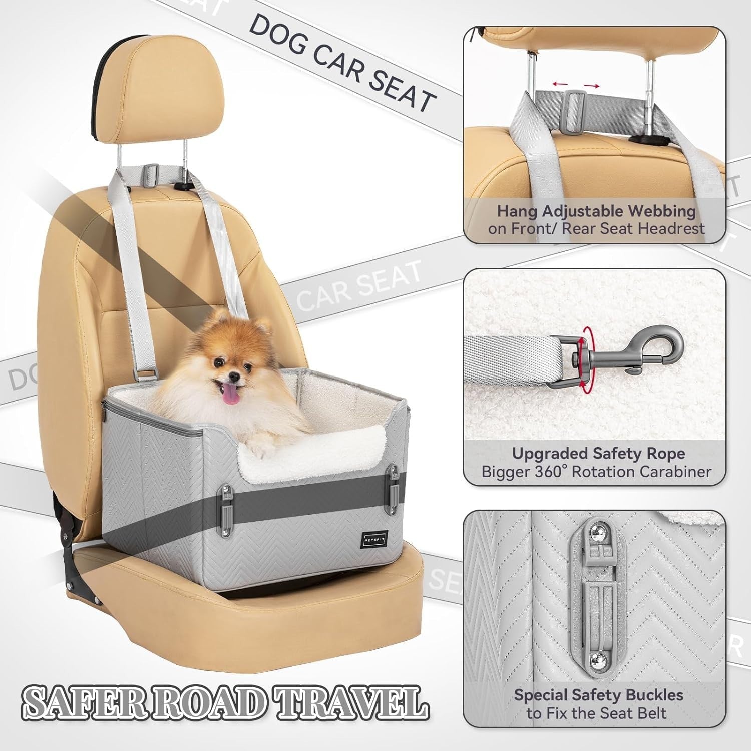 Small Dog Booster Car Seat Waterproof PU Leather Travel Bed 12kg