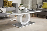Modern Grey & White Glass Coffee Table Tempered Glass Top 120x60x45cm