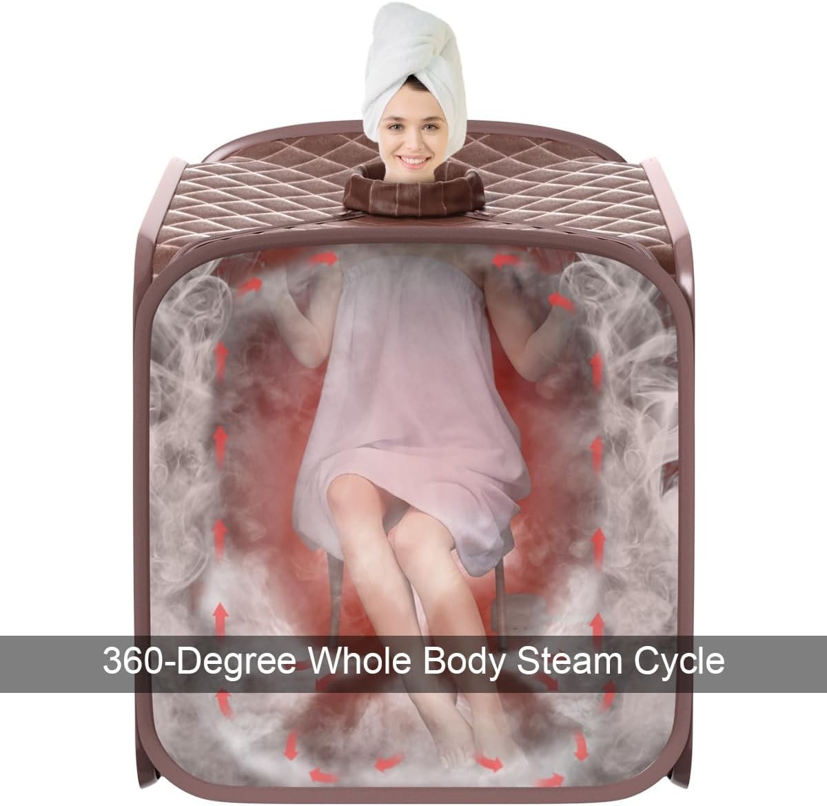 Portable Steam Sauna Tent Full Body Spa w/ Chair Foot Roller & Remote (Coffee)