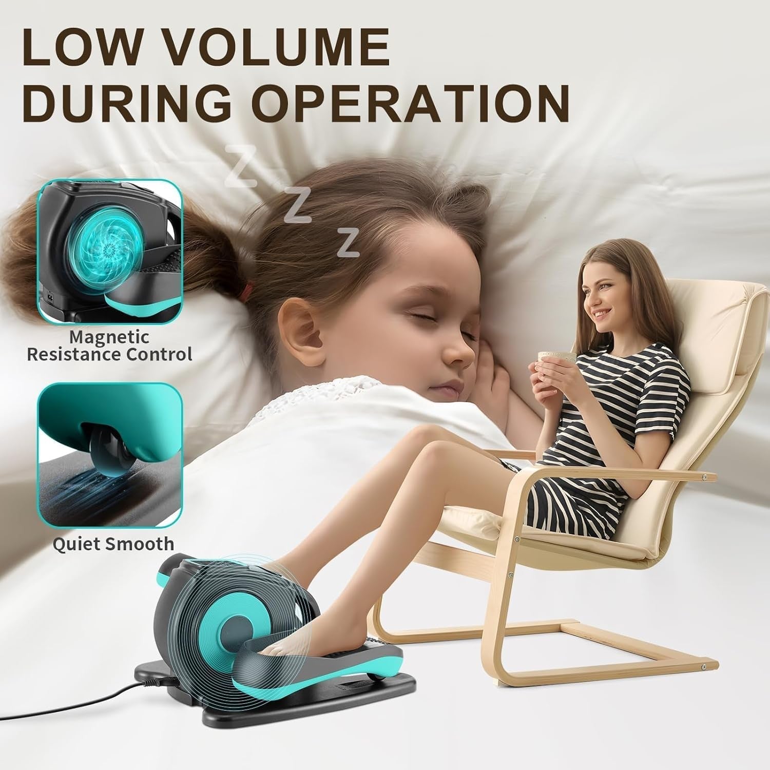 Under Desk Electric Elliptical Pedal Exerciser Quiet Seated Leg Trainer LCD