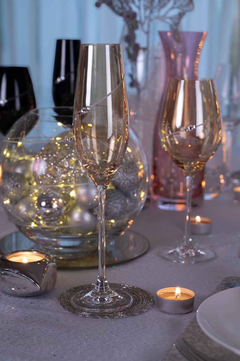 Crystal Glass Sphere Vase 20cm Round Bowl Floral Centrepiece Decor