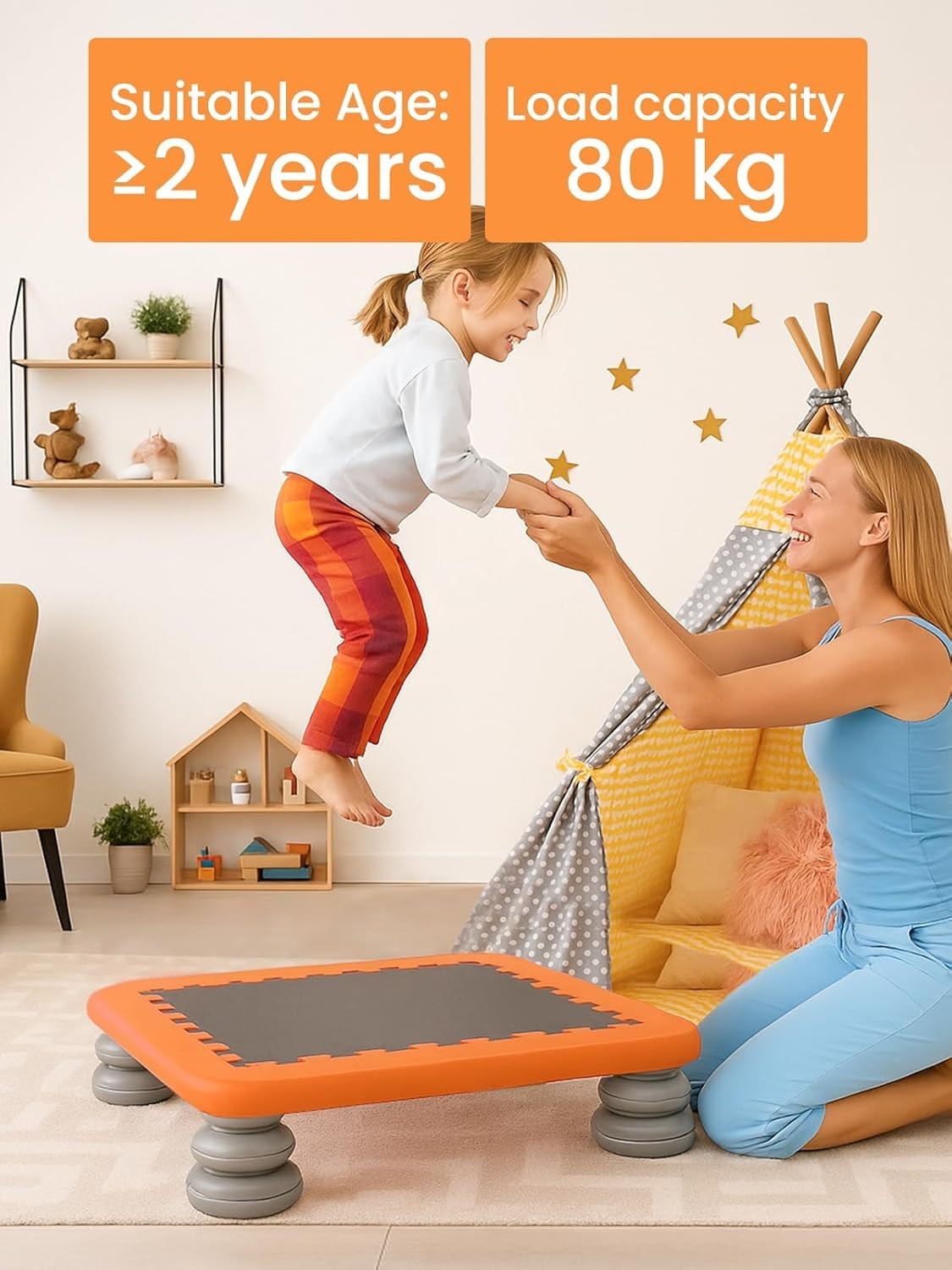 Kids Indoor Trampoline Board Sensory Jump Pad Safe Mini 80KG