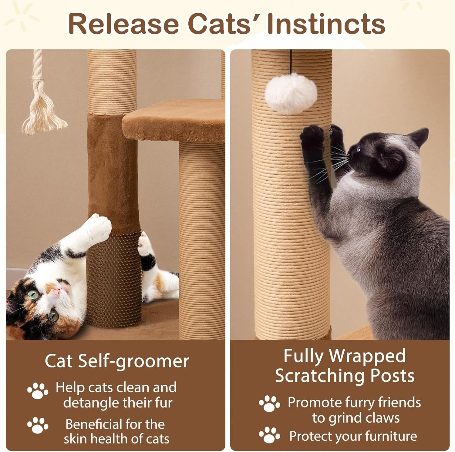 Cat Tree 112cm Multi Level Tower Plush Perch Scratching Posts Indoor Cats