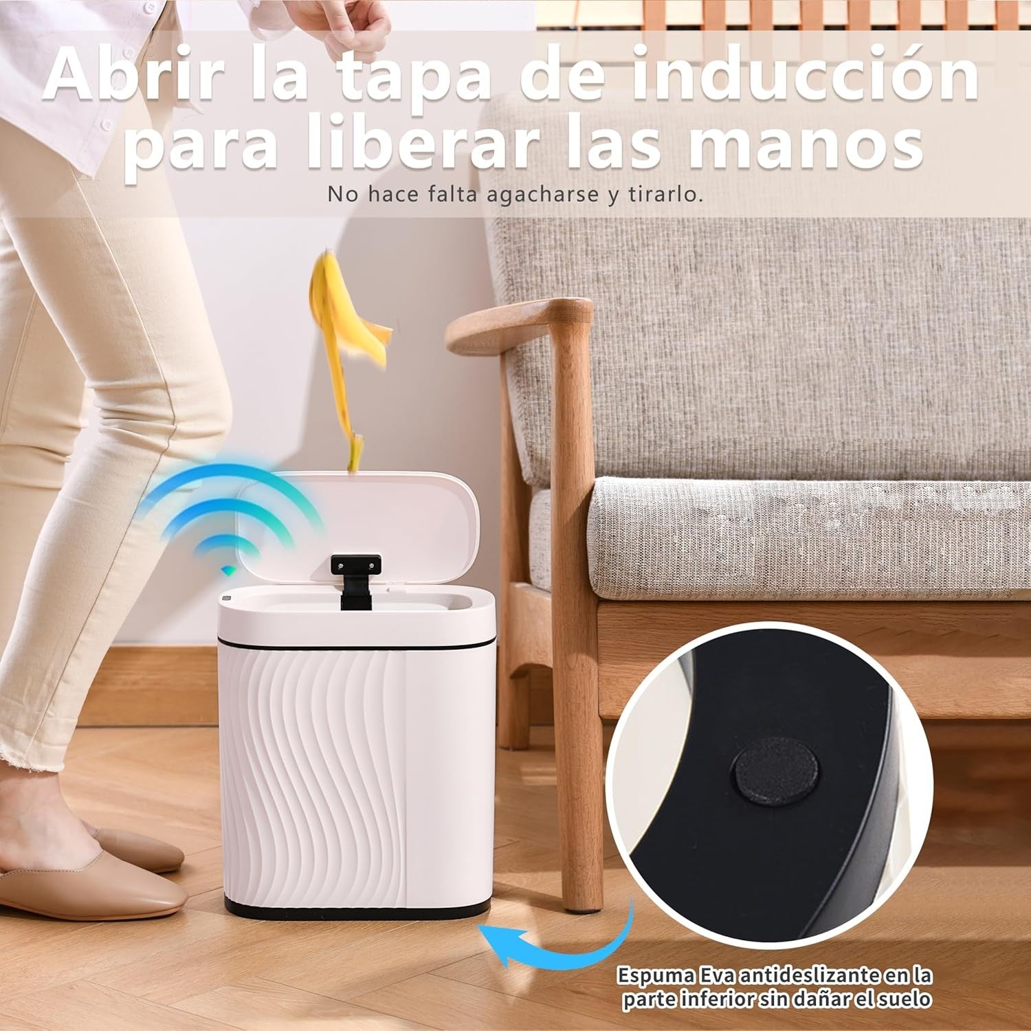 8L Automatic Sensor Bin White Waterproof Quiet