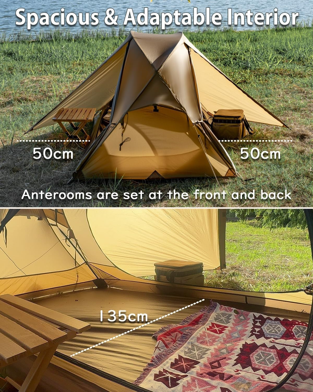 Ultralight 1-2 Person Backpacking Tent 4 Season Waterproof
