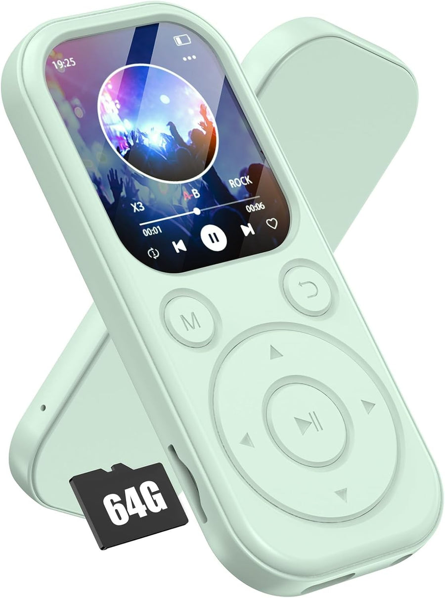 64GB Bluetooth 5.3 MP3 Player Green HiFi FM Radio 300mAh