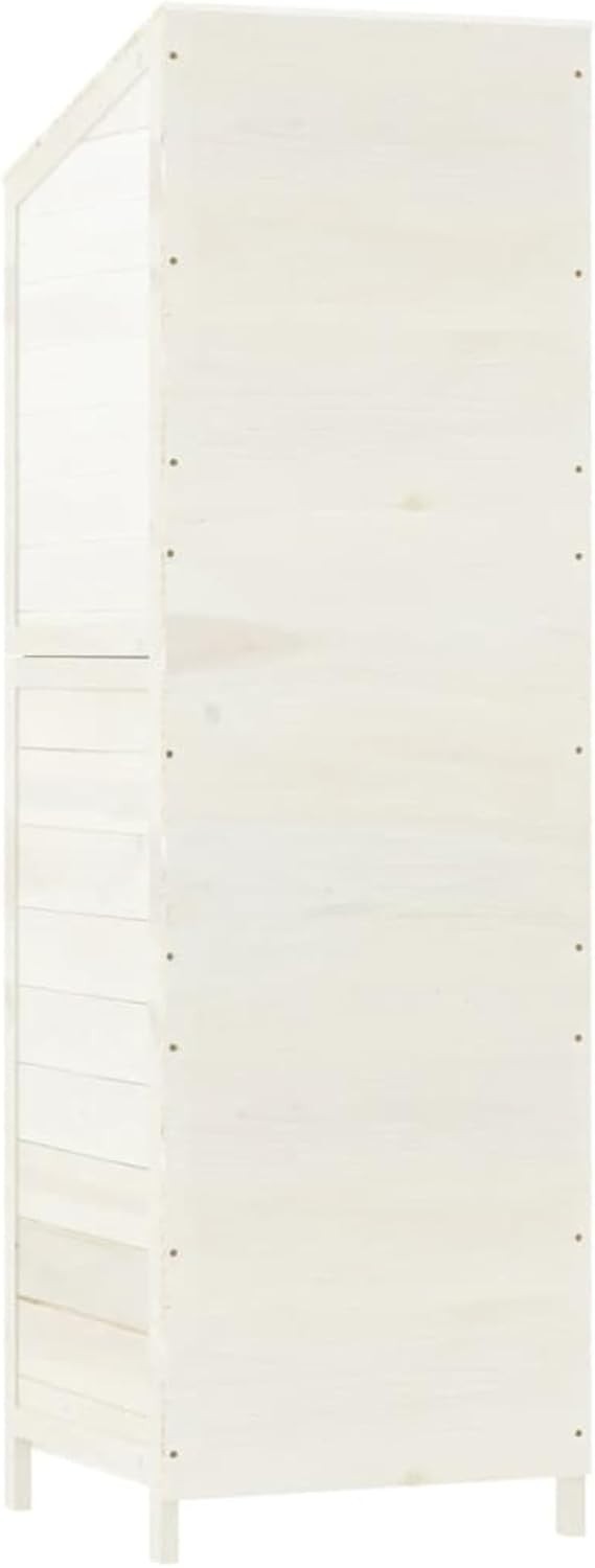 Outdoor Wooden Garden Shed 55x52x174.5cm White Tool Storage Weatherproof