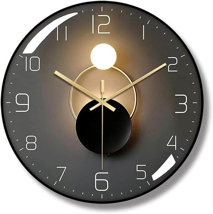 Modern Art Deco Wall Clock Silent Metal 30cm Luxury Home Bedroom Office Decor