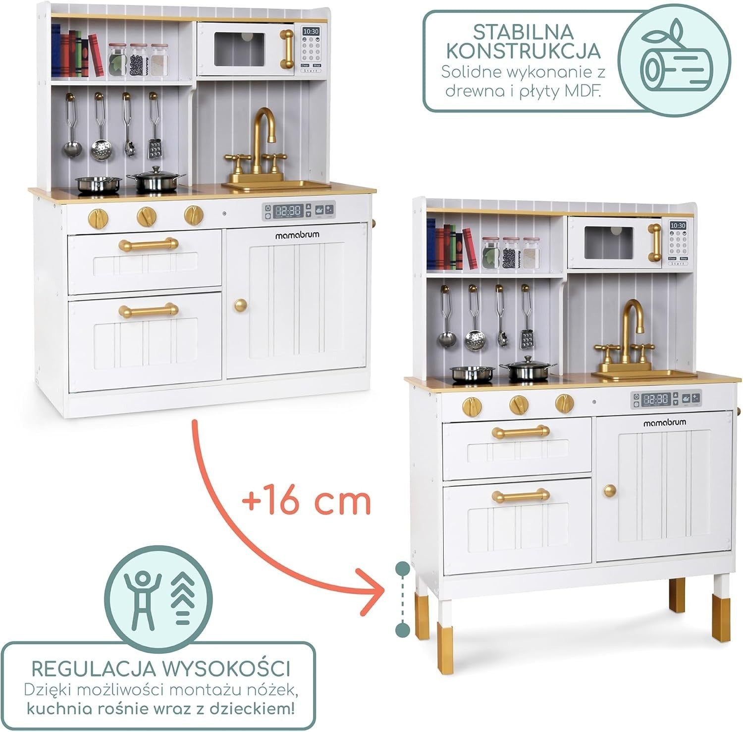Wooden Kids Play Kitchen White Cooking Set Accessories Apron Toy
