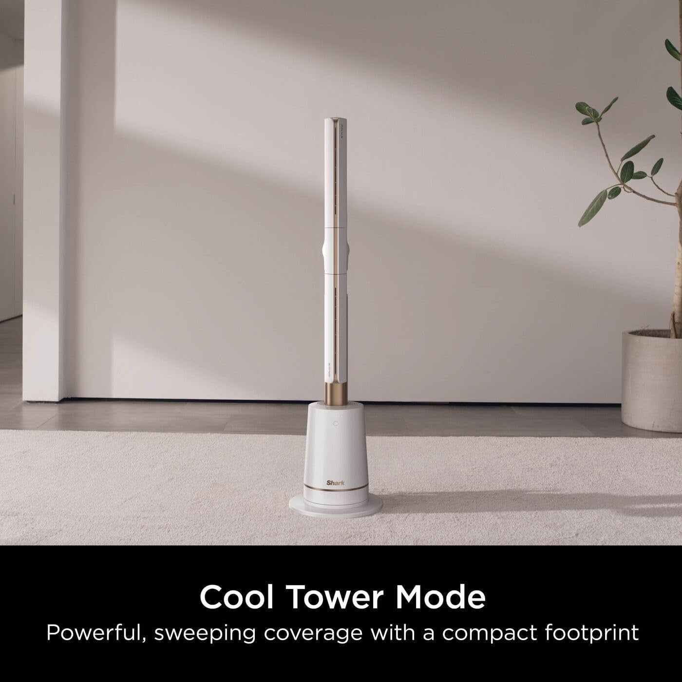 Bladeless Tower Fan White 10-Speed Remote 180° Oscillating Quiet Floor Cooling