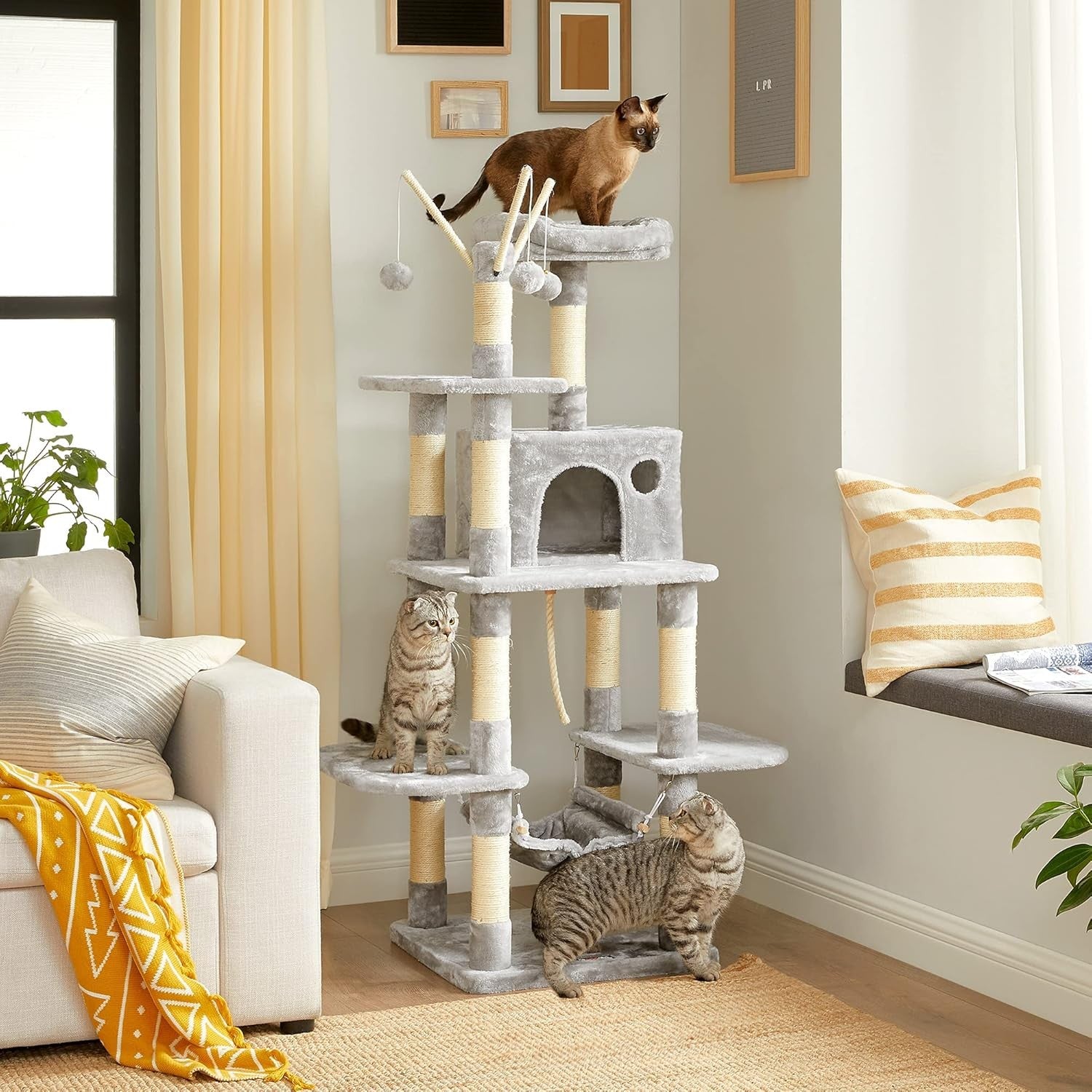 Large Cat Tree Tower 154cm Scratching Posts Hammock Multi-Level