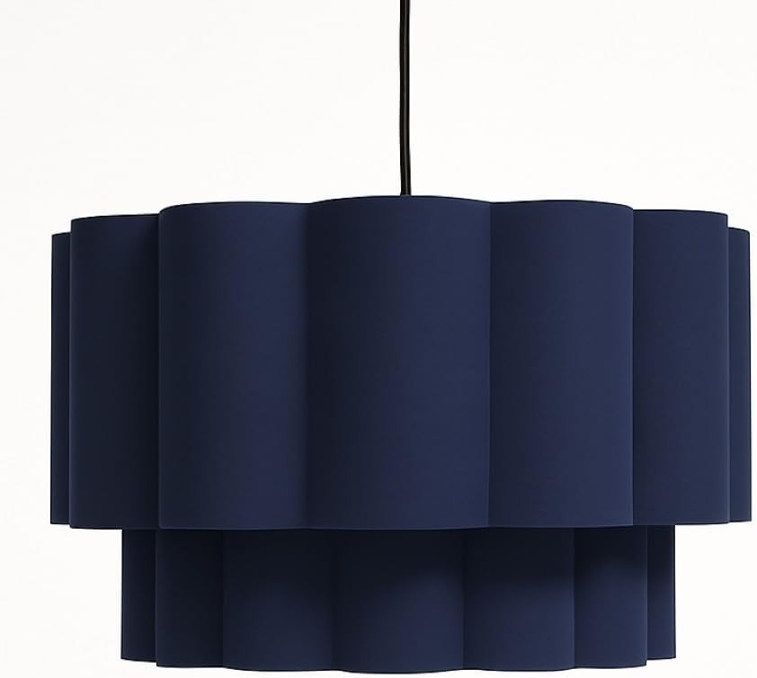 Cream Scalloped Drum Lampshade 48cm Large Ceiling Pendant Modern Light