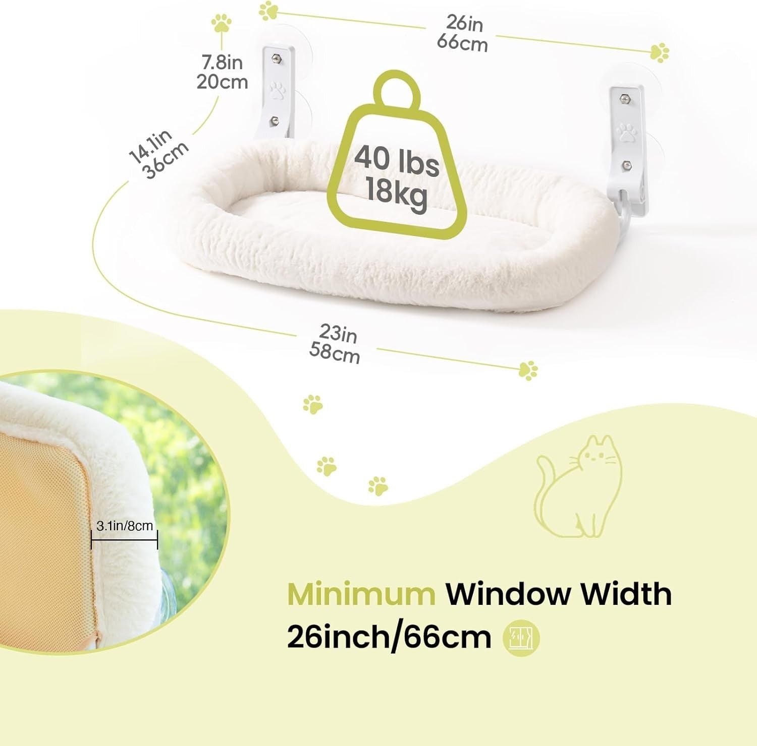 Large Cat Window Hammock Plush Foldable Perch Bed Sturdy 18kg
