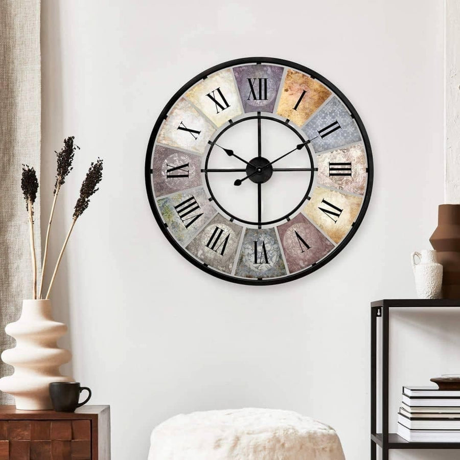 50cm Silent Vintage Wall Clock Roman Numerals Metal Retro Decor XXL
