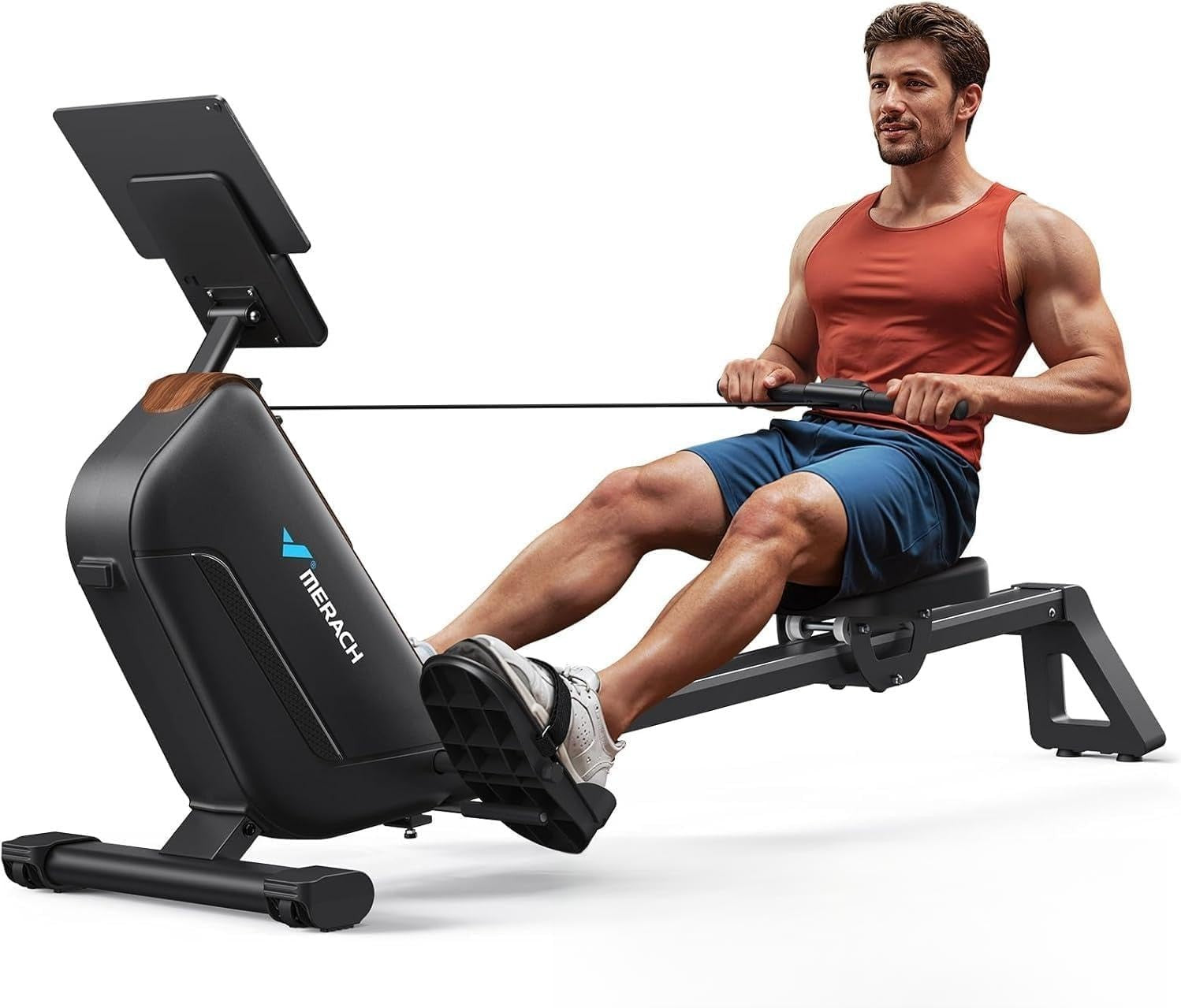 Foldable Magnetic Rowing Machine 40KG Resistance 130cm Rail App Smart Home