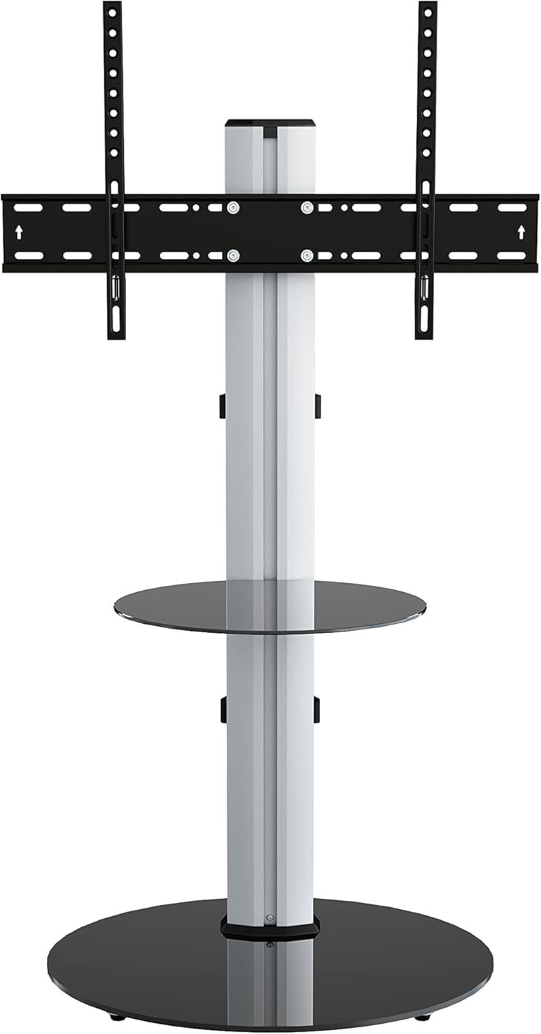 Swivel TV Stand With Shelf for 32-55" Screens Glass Base VESA Mount